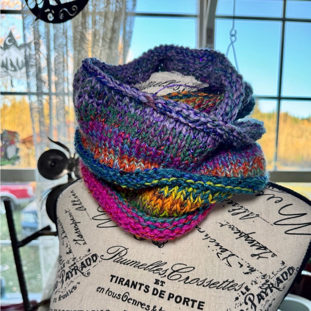 Hand Crafted Vibrant Knit Infinity Scarf